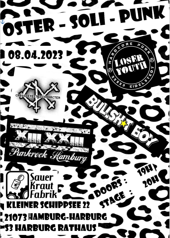 Oster - Soli - Punk mit 1323, Loser Youth, Crass defected character und Bullshit Boy