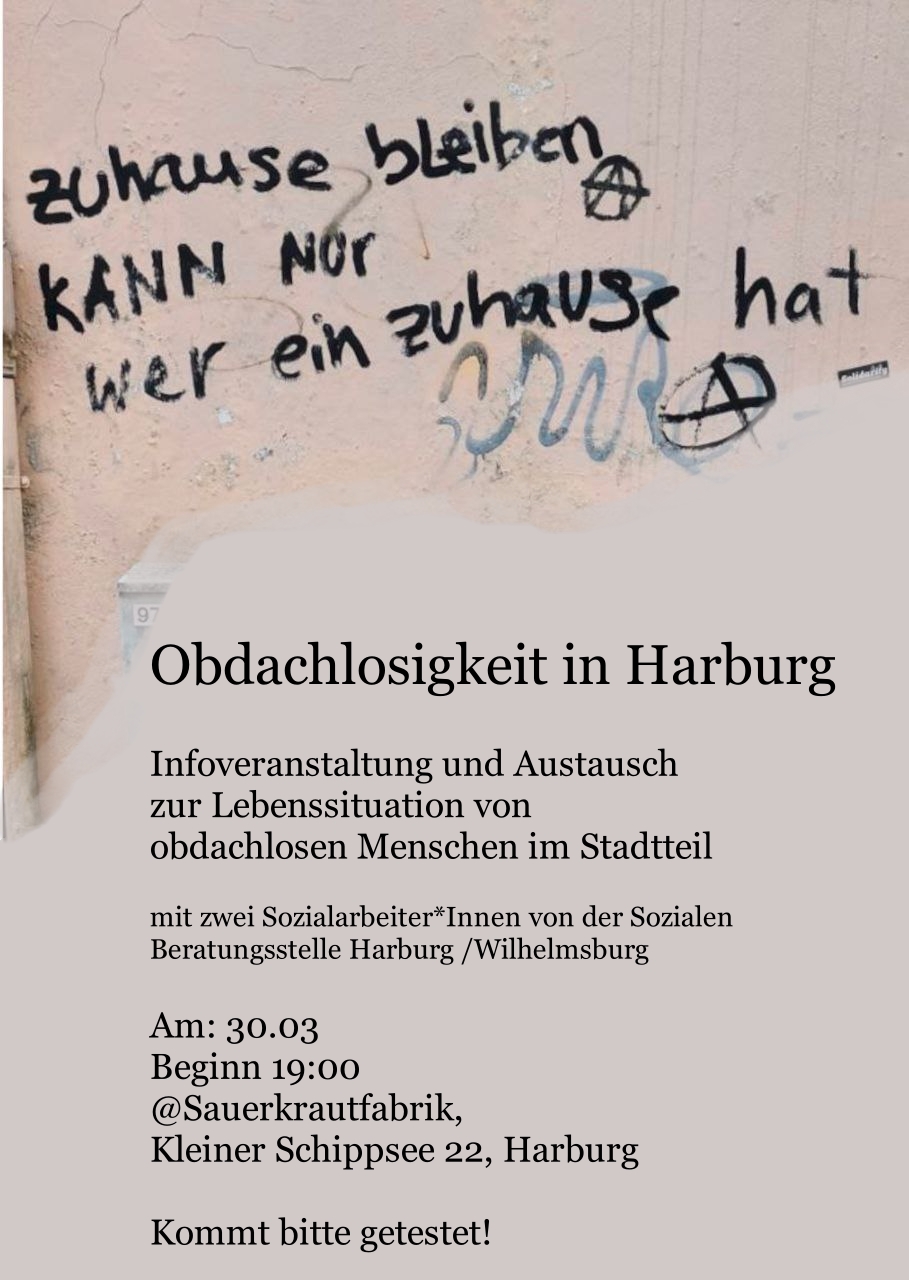 Info und Austauschveranstaltung zu Obdachlosigkeit in Harburg heute